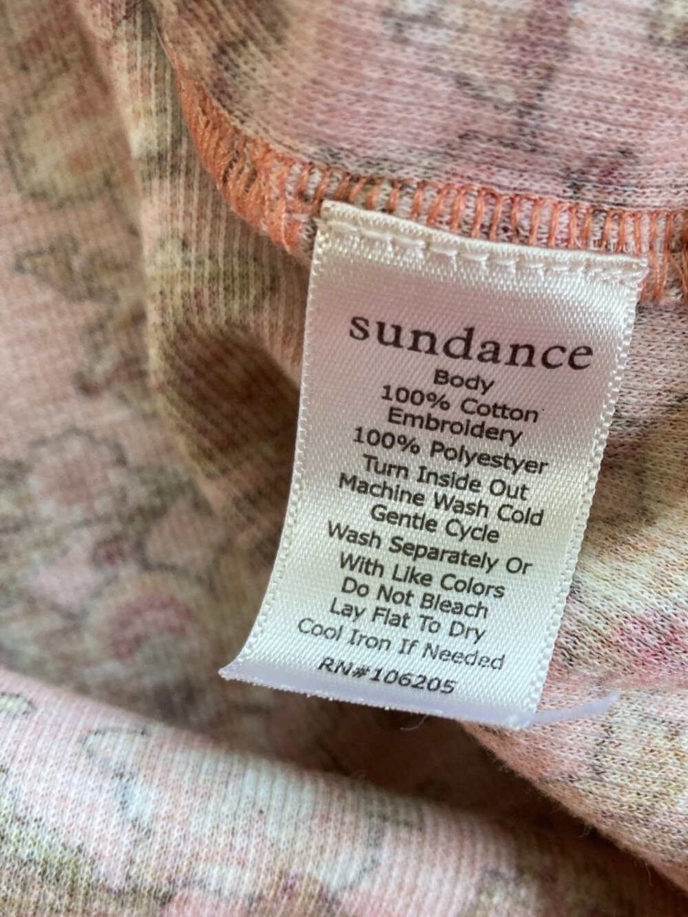Sundance Floral Waffle Knit Top Embroidered Henley Orange - Medium (runs small?) - Picture 10 of 10